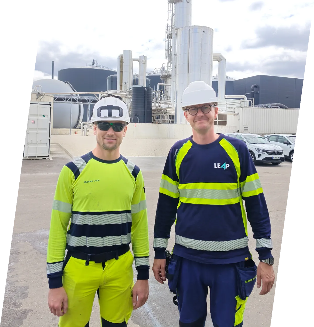 Leap employees at a biogas plant